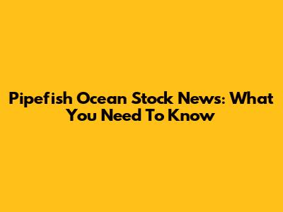 Pipefish Ocean Stock News: What You Need To Know