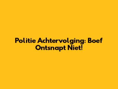 Politie Achtervolging: Boef Ontsnapt Niet!