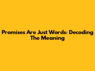 Promises Are Just Words: Decoding The Meaning