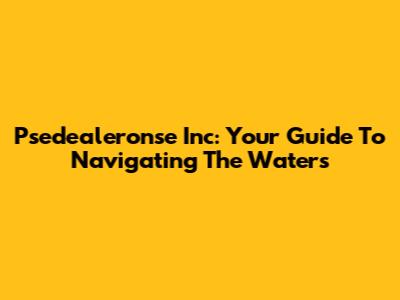Psedealeronse Inc: Your Guide To Navigating The Waters