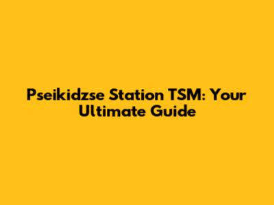 Pseikidzse Station TSM: Your Ultimate Guide