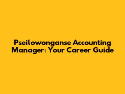 Pseilowonganse Accounting Manager: Your Career Guide