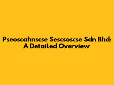 Pseoscahnscse Sescsoscse Sdn Bhd: A Detailed Overview