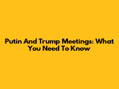 Putin And Trump Meetings: What You Need To Know