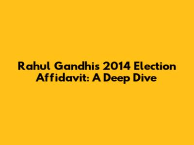 Rahul Gandhi's 2014 Election Affidavit: A Deep Dive
