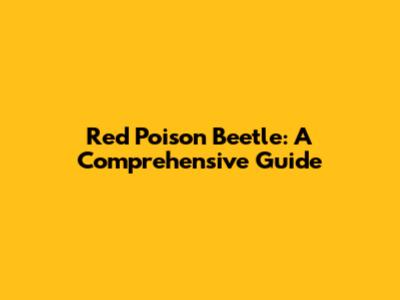Red Poison Beetle: A Comprehensive Guide
