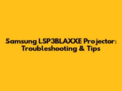 Samsung LSP3BLAXXE Projector: Troubleshooting & Tips