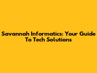 Savannah Informatics: Your Guide To Tech Solutions