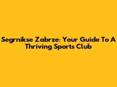 Segrnikse Zabrze: Your Guide To A Thriving Sports Club