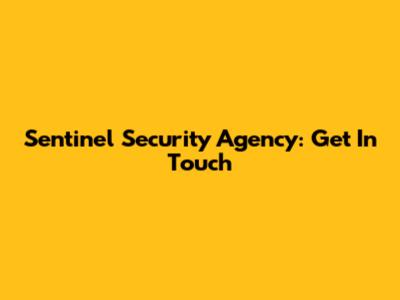 Sentinel Security Agency: Get In Touch