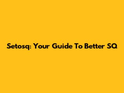Setosq: Your Guide To Better SQ