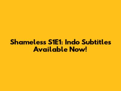 Shameless S1E1: Indo Subtitles Available Now!