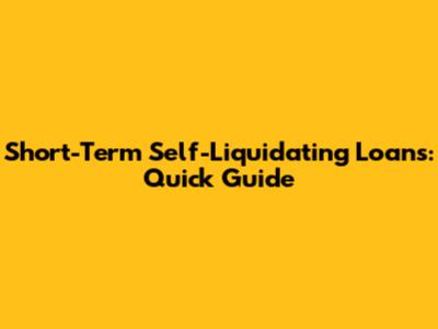 Short-Term Self-Liquidating Loans: Quick Guide