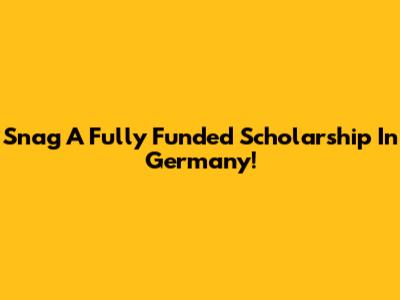 Snag A Fully Funded Scholarship In Germany!
