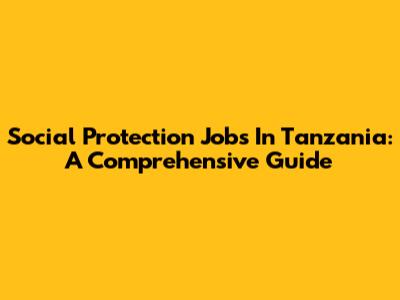 Social Protection Jobs In Tanzania: A Comprehensive Guide