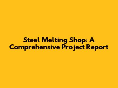 Steel Melting Shop: A Comprehensive Project Report