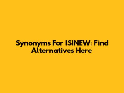 Synonyms For ISINEW: Find Alternatives Here