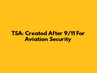 TSA: Created After 9/11 For Aviation Security