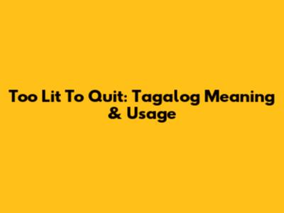 Too Lit To Quit: Tagalog Meaning & Usage