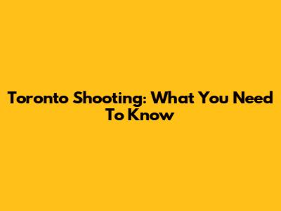 Toronto Shooting: What You Need To Know