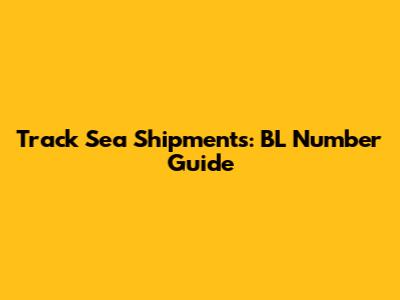 Track Sea Shipments: BL Number Guide