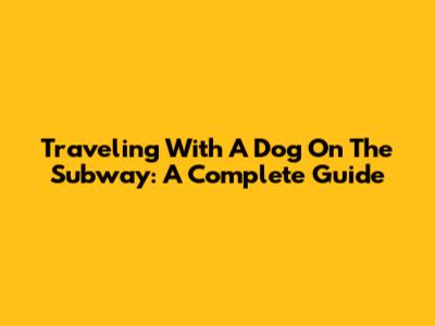 Traveling With A Dog On The Subway: A Complete Guide