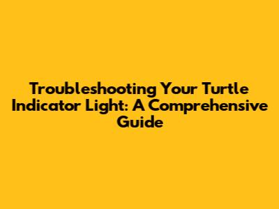 Troubleshooting Your Turtle Indicator Light: A Comprehensive Guide