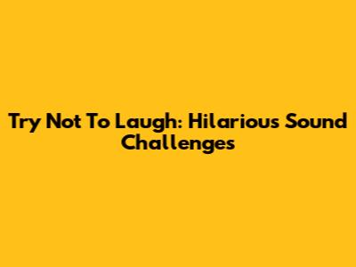Try Not To Laugh: Hilarious Sound Challenges