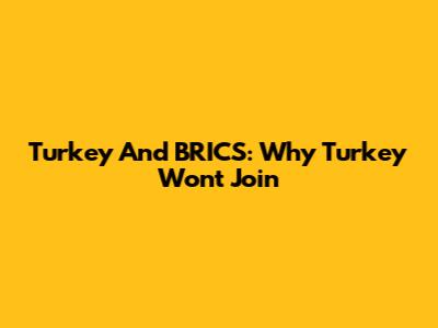 Turkey And BRICS: Why Turkey Won't Join