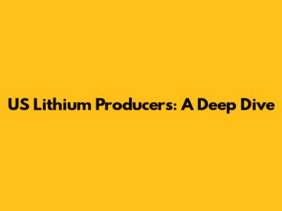 US Lithium Producers: A Deep Dive