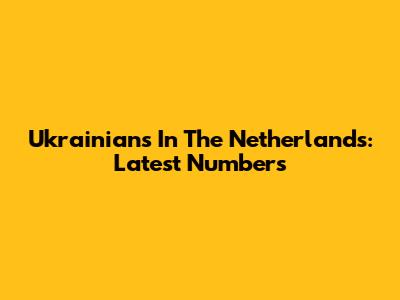 Ukrainians In The Netherlands: Latest Numbers