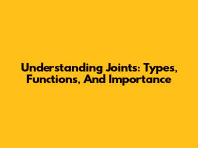 Understanding Joints: Types, Functions, And Importance