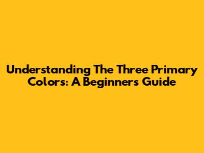 Understanding The Three Primary Colors: A Beginner's Guide