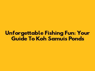 Unforgettable Fishing Fun: Your Guide To Koh Samui's Ponds
