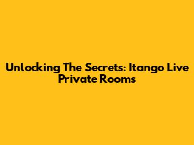 Unlocking The Secrets: Itango Live Private Rooms