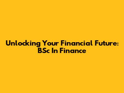 Unlocking Your Financial Future: BSc In Finance