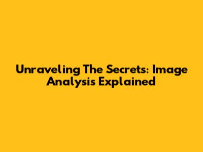 Unraveling The Secrets: Image Analysis Explained