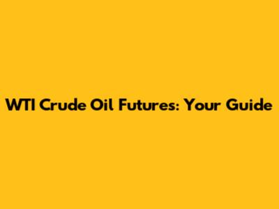 WTI Crude Oil Futures: Your Guide