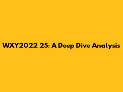 WXY2022 25: A Deep Dive Analysis