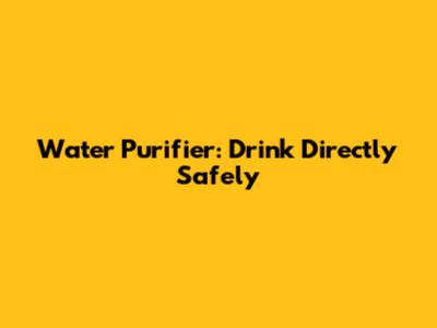 Water Purifier: Drink Directly Safely
