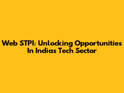 Web STPI: Unlocking Opportunities In India's Tech Sector