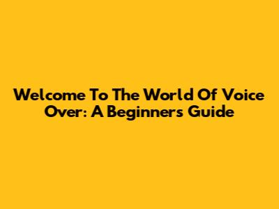 Welcome To The World Of Voice Over: A Beginner's Guide