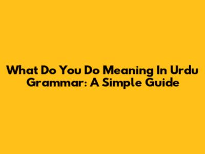 What Do You Do Meaning In Urdu Grammar: A Simple Guide