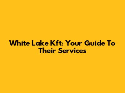 White Lake Kft: Your Guide To Their Services