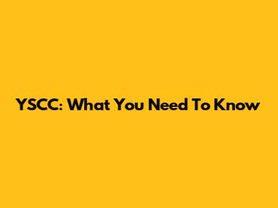 YSCC: What You Need To Know
