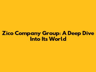 Zico Company Group: A Deep Dive Into Its World