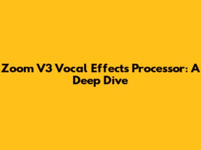 Zoom V3 Vocal Effects Processor: A Deep Dive